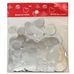 Round confetti silver 1,5 cm, pack 22 gr
